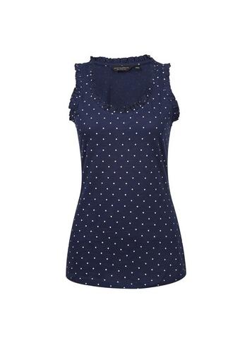 Dorothy Perkins Navy Spot Print Ruffle Shoulder Vest