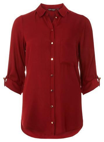 Dorothy Perkins Burgundy Plain Twill Shirt