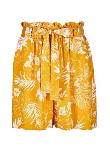 Dorothy Perkins Yellow Leaf Print Tab Shorts