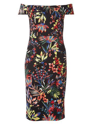 Dorothy Perkins Tropical Print Bardot Dress