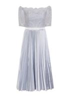 Dorothy Perkins *chi Chi London Blue Lace Bardot Midi Skater Dress