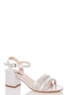 *quiz Wide Fit Silver Shimmer Strappy Heel Sandals