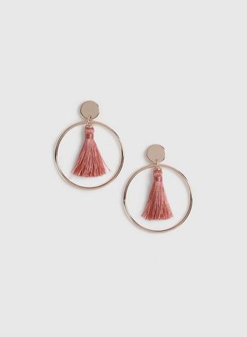 Dorothy Perkins Rose Gold Hoop And Tassel Drop Earrings