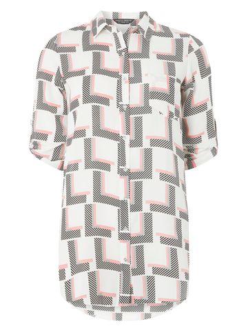 Dorothy Perkins Ivory Multi Geo Longline Shirt