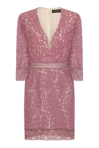 Dorothy Perkins *little Mistress Pink V-neck Lace Bodycon Dress