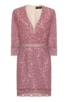 Dorothy Perkins *little Mistress Pink V-neck Lace Bodycon Dress