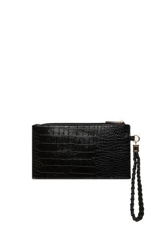 Dorothy Perkins Black Croc Plait Wristlet Bag