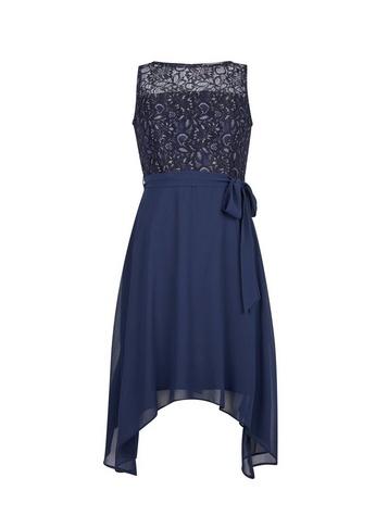 *billie & Blossom Petite Navy Lace Chiffon Midi Dress