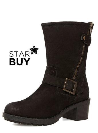 Dorothy Perkins Black Leather Biker Boots