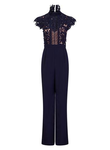 Dorothy Perkins *little Mistress Navy Lace Jumpsuit