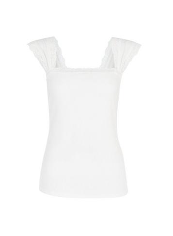 Dorothy Perkins Ivory Ribbed Lace Trim Vest