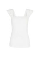 Dorothy Perkins Ivory Ribbed Lace Trim Vest