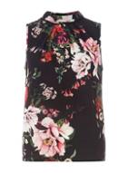 Dorothy Perkins Petite Black Floral Print High Neck Top