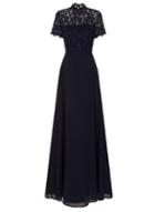 *chi Chi London Navy Lace High Neck Maxi Dress