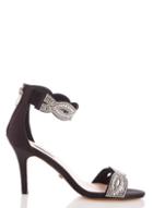 *quiz Black Satin Twist Diamante Sandals