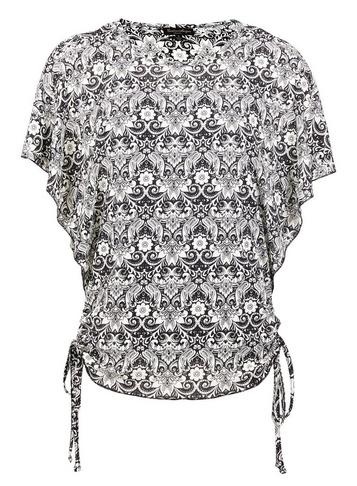 Dorothy Perkins *izabel London Black Damask Print Boxy Top