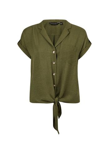 Dorothy Perkins Khaki Tie Front Shirt