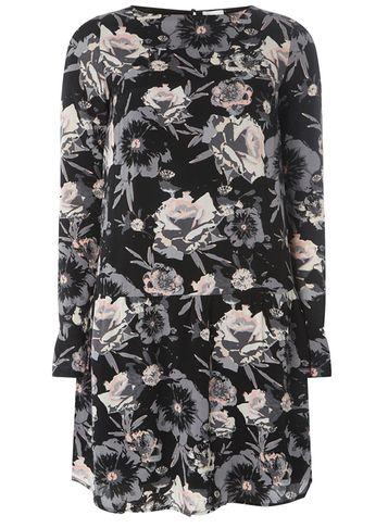 Dorothy Perkins *vila Black Floral Print Skater Dress