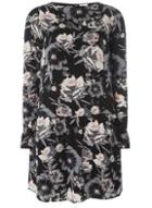 Dorothy Perkins *vila Black Floral Print Skater Dress