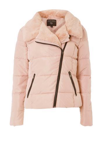 Dorothy Perkins Blush Asymmetric Faux Fur Collar Padded Jacket