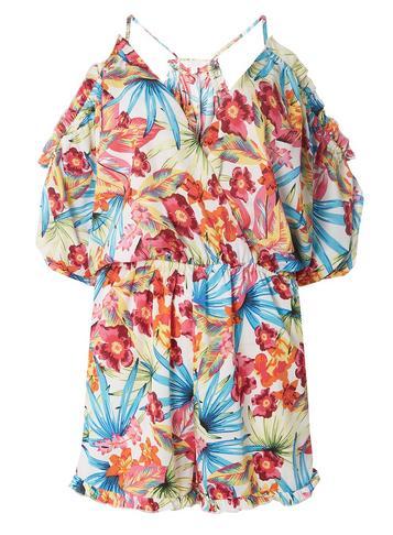 Dorothy Perkins *dp Beach Ivory Tropical Print Playsuit