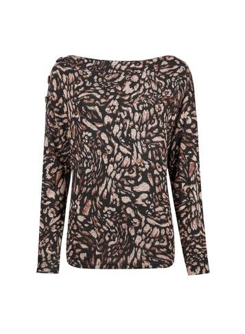 Dorothy Perkins Brown Printed Brushed Jumper