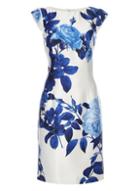 Dorothy Perkins *roman Originals Blue Satin Floral Dress