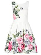 Dorothy Perkins *quiz Cream Floral Print Prom Dress