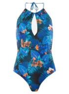 Dorothy Perkins *dp Beach Blue Tropical Print Swimsuit