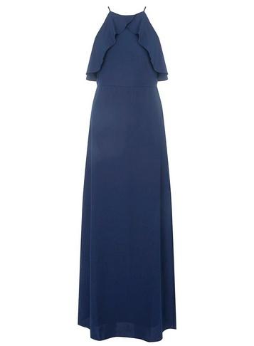 Dorothy Perkins Navy Ruffle Detail Halter Maxi Dress