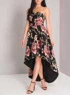 Dorothy Perkins *chi Chi London Black Jacquard Dip Hem Bandeau Dress