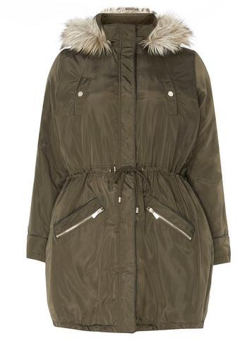 Dorothy Perkins *dp Curve Khaki Faux Fur Parka Coat