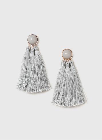 Dorothy Perkins Grey Tassel Statement Earrings