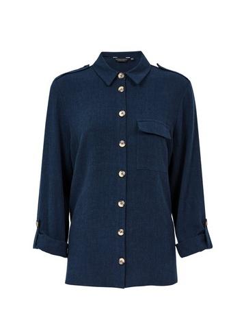 Dorothy Perkins Navy Linen Utility Shirt