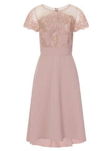 Dorothy Perkins *chi Chi Pink Lace Detail Midi Dress
