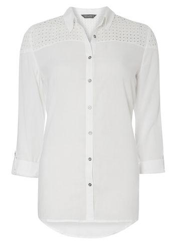 Dorothy Perkins *tall Ivory Broderie Yoke Shirt