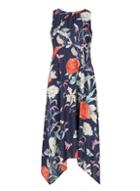 Dorothy Perkins *izabel London Navy Floral Print Dip Hem Skater Dress