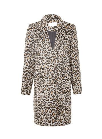 *vila Brown Animal Print Longline Coat