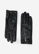 Dorothy Perkins Black Metal Bow Leather Gloves