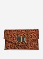 Dorothy Perkins Brown Tiger Print Lock Clutch Bag