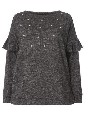 Dorothy Perkins Dp Curve Grey Soft Pearl Front Jumper