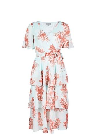 Dorothy Perkins Petite Blue Ruffle Floral Print Midi Dress