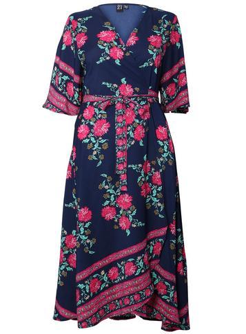 Dorothy Perkins *izabel London Curve Navy Floral Midi Skater Dress