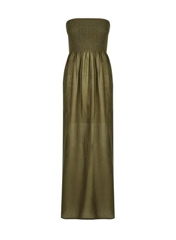 Dorothy Perkins *dp Beach Khaki Shirred Bandeau Maxi Dress