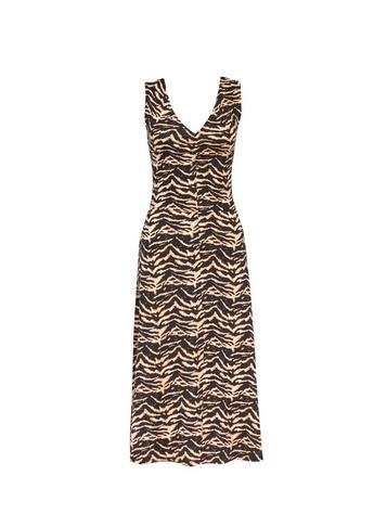 Dorothy Perkins Brown Zig Zag Print Sleeveless Midi Dress