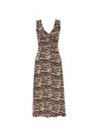 Dorothy Perkins Brown Zig Zag Print Sleeveless Midi Dress