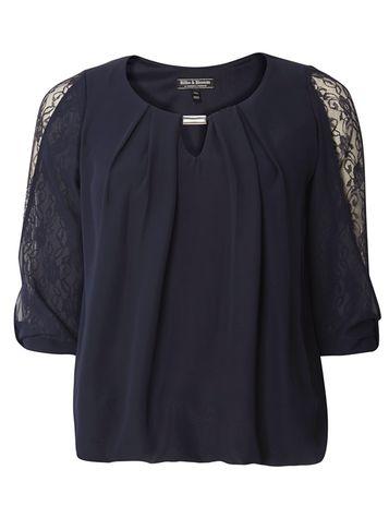 Dorothy Perkins *billie & Blossom Navy Lace Insert Blouse