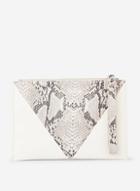 Dorothy Perkins Nude Snake Print Panel Wristlet Clutch Bag