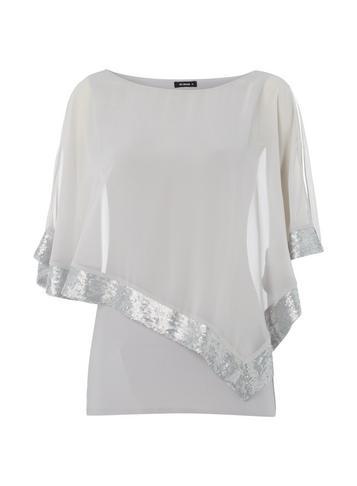 Dorothy Perkins *roman Originals Grey Sequin Trim Top