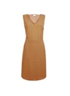 *vila Brown V-neck Polka Dot Print Shift Dress